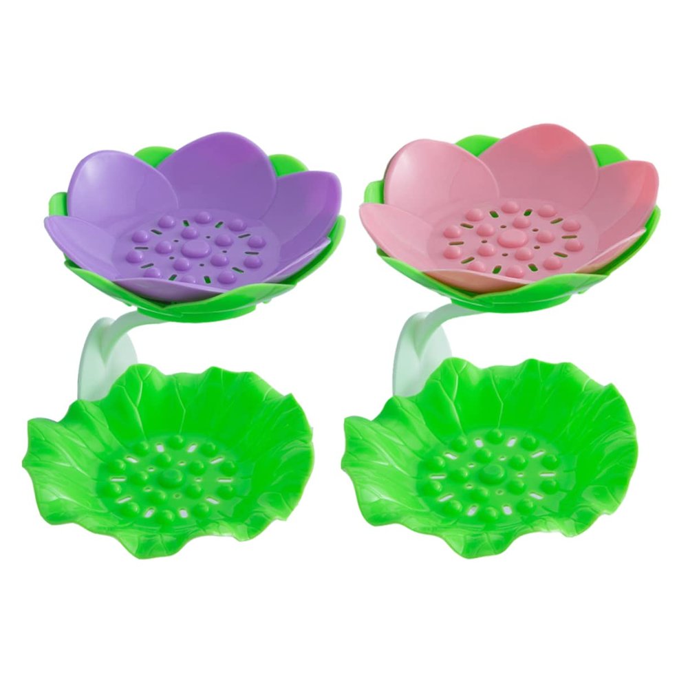 Ciieeo 2pc Lotus Shape Soap Dish Multifunctional Non-slip Soap Containers for Bathroom