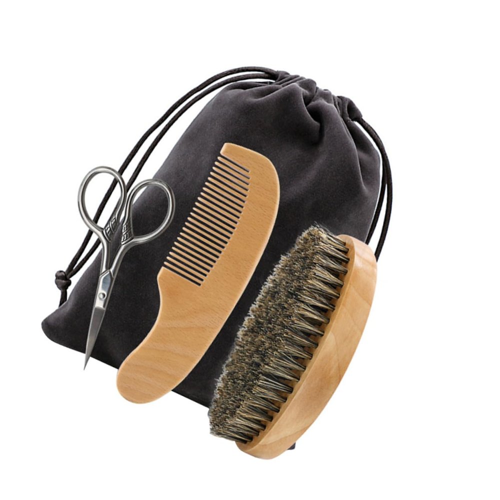MAGICLULU Beard Styling Kit for Men 4pc Beard Care Tools Trimmer Brush Comb Gentle on Skin Beard Grooming Set