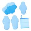Beavorty Sanitary Towel 1 Set 6pcs Polar Fleece Sanitary Napkin Reusable PUL Cloth Menstrual Pad Women Heavy Period Panty Liners Cooling Postpartum Feminine Blue view 1