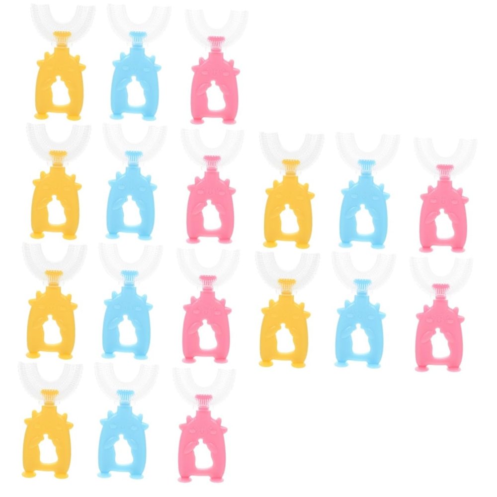 Beavorty 18pcs Adorable Boys and Girls U-Shaped Toothbrushes Tooth Cleaning Tools Boys and Girls Tooth Cleaners for Manual Oral Cleaning Brush Random Color