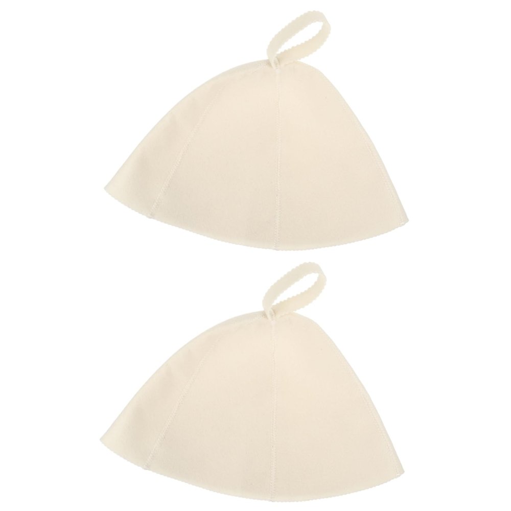 Didiseaon Sauna Hat Set 2pcs, Felt Heat Insulation Hat for Men Women, Lightweight Cap for Steam Room, Bathroom, Travel and Home Sauna Use, White