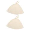 Didiseaon Sauna Hat Set 2pcs, Felt Heat Insulation Hat for Men Women, Lightweight Cap for Steam Room, Bathroom, Travel and Home Sauna Use, White view 1