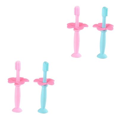 Beavorty 4pcs Manual Boys and Girls Toothbrush Soft Bristles Silicone Training Brush for Years Oral Care Brush Protective Baffle