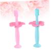 Beavorty 4pcs Manual Boys and Girls Toothbrush Soft Bristles Silicone Training Brush for Years Oral Care Brush Protective Baffle view 2