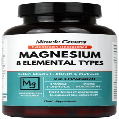8 in 1 Magnesium Complex  Bisglycinate, Malate, Taurate, Gluconate, Lactate, Carbonate, Aspartate, and Oxide  1400mg Formula Providing 395mg of Elemental Magnesium  120 Capsules - Made in The UK