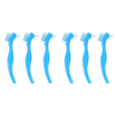 minkissy 6pcs Denture Toothbrush Double-Sided Dental Brush Denture Cleaning Brush Te Pe False Teeth Care