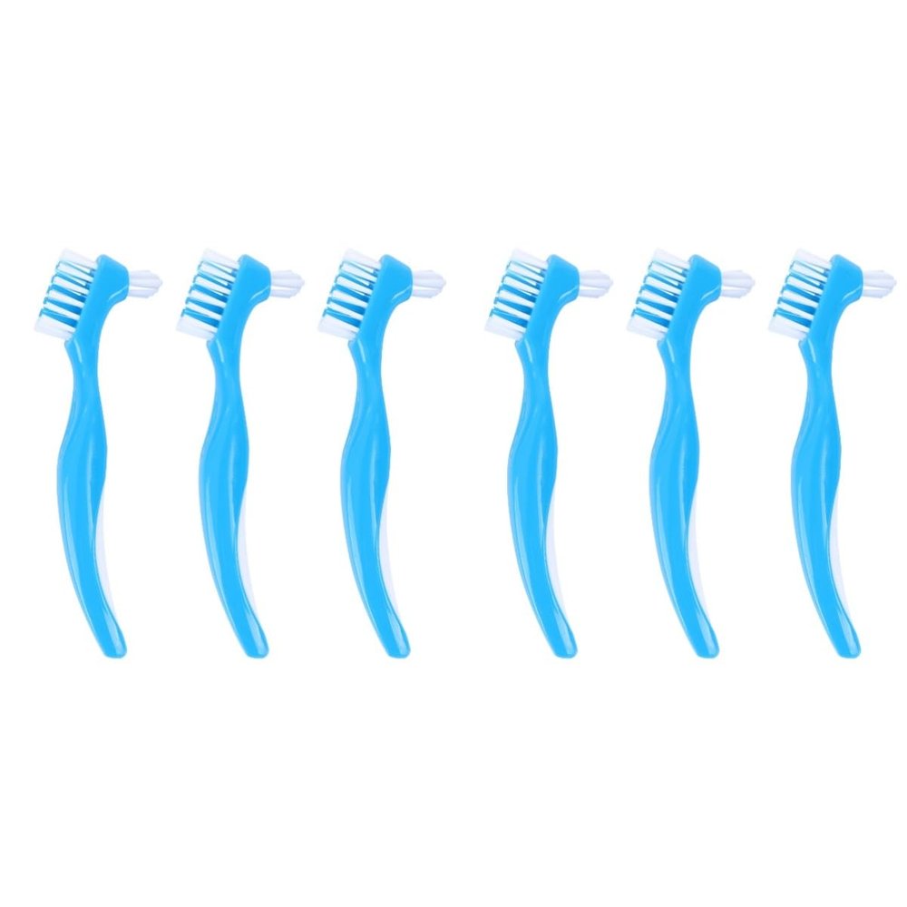 minkissy 6pcs Denture Toothbrush Double-Sided Dental Brush Denture Cleaning Brush Te Pe False Teeth Care