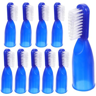FOMIYES 10pcs Blue Half-Finger Soft Bristle Toothbrushes for Prison Use, Portable Mini Finger Toothbrushes Safety Plastic Sleeve, Small Teeth Cleaning Brushes for Hospital and Detox Settings