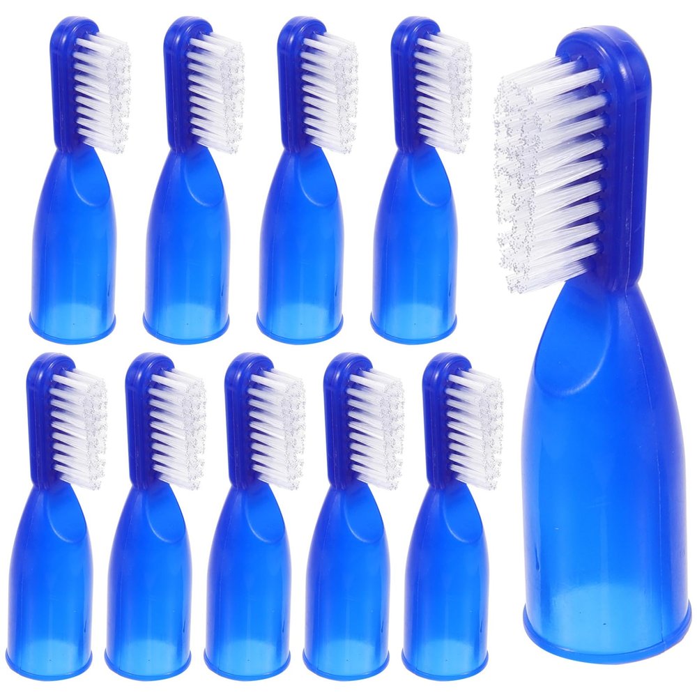 FOMIYES 10pcs Blue Half-Finger Soft Bristle Toothbrushes for Prison Use, Portable Mini Finger Toothbrushes Safety Plastic Sleeve, Small Teeth Cleaning Brushes for Hospital and Detox Settings