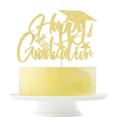 2024 High school university postgraduate graduation theme party Cake Decorations Boys and girls Graduation in 2024 Cake decorations Happy graduation cake Topper (Golden flash, 28)