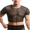 AIEOE Men's Sexy Mesh Shirt See Through Top Fishnet Crop Top Short Sleevele Shirts Muscle Shirt Mesh Undershirt Fishnet Nightwear Party Clubwear Lightweight T-Shirt view 1