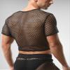 AIEOE Men's Sexy Mesh Shirt See Through Top Fishnet Crop Top Short Sleevele Shirts Muscle Shirt Mesh Undershirt Fishnet Nightwear Party Clubwear Lightweight T-Shirt view 3