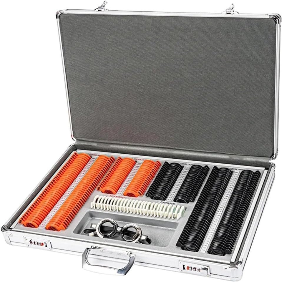 CHIPEL 266PCS Trial Lens Plastic Optical Trial Lens Set Optometry Lens Optometry Box Trial Lens Equipment Eye Protection Accessories Ophthalmic Trial Case Lenses with Aluminum Storage Box