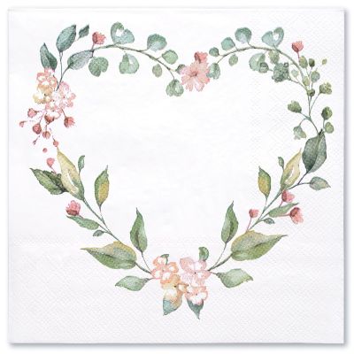 WRAPAHOLIC 50pcs Floral Heart 3-Ply Paper Napkins, 6.5'' x 6.5'', Perfect for Wedding, Baby Shower, Birthday Party