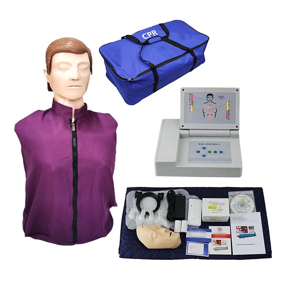 CPR Manikin Trainer Kit, Human Anatomical Model with Display Controller, Medium Skin Tone, for Doctor Nursing Skills Training