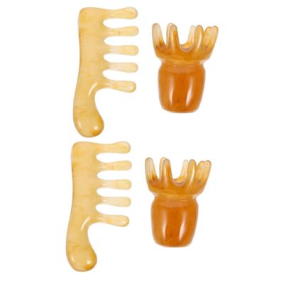 FRCOLOR 4pcs Gua Sha Comb Wide Tooth Head Massager Scalp Care Comb Massage Tools for Hair Styling and Daily Use