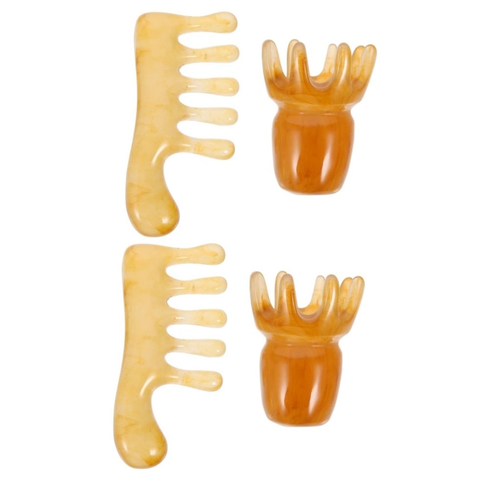 FRCOLOR 4pcs Gua Sha Comb Wide Tooth Head Massager Scalp Care Comb Massage Tools for Hair Styling and Daily Use