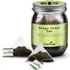 Charbrew Mango Green Tea - 16 Fine Mesh Pyramid Teabags with String & Tag in Reusable Glass Mason Jar | Premium Green Tea Blend with Lemongrass, Orange & Mango view 1