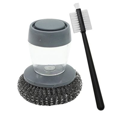 2 Pack Luxury Liquid adding washing Dish Brush Set/kitchen press type Deep Clean Brush Kit/Multifunctional Scrubber Pot Dish Brush Set (#1)