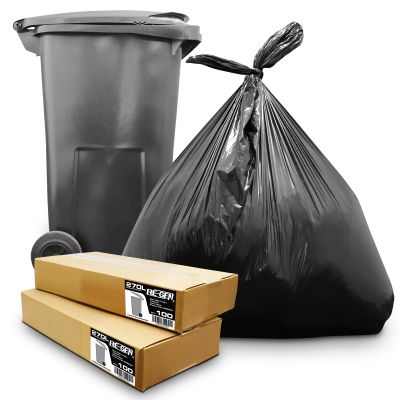 200 Pack | 2 Full Flat Packed Boxes | RE-GEN 270L 20kg Load Heavy Duty Black Wheelie Bin Liners Refuse Sacks, Everyday Use, Industrial Strength, Quality Outside Garden Bin Bags 760/1145 x 1370mm