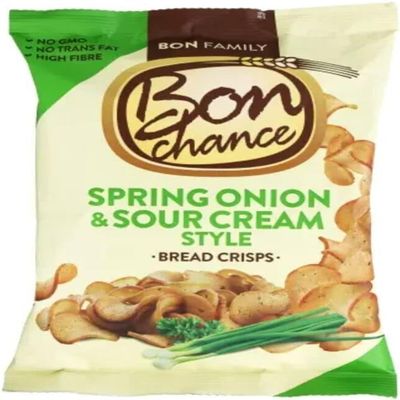 Bon Chance Spring Onion & Sour Cream Style Bread Crisps 110g (Pack of 12)