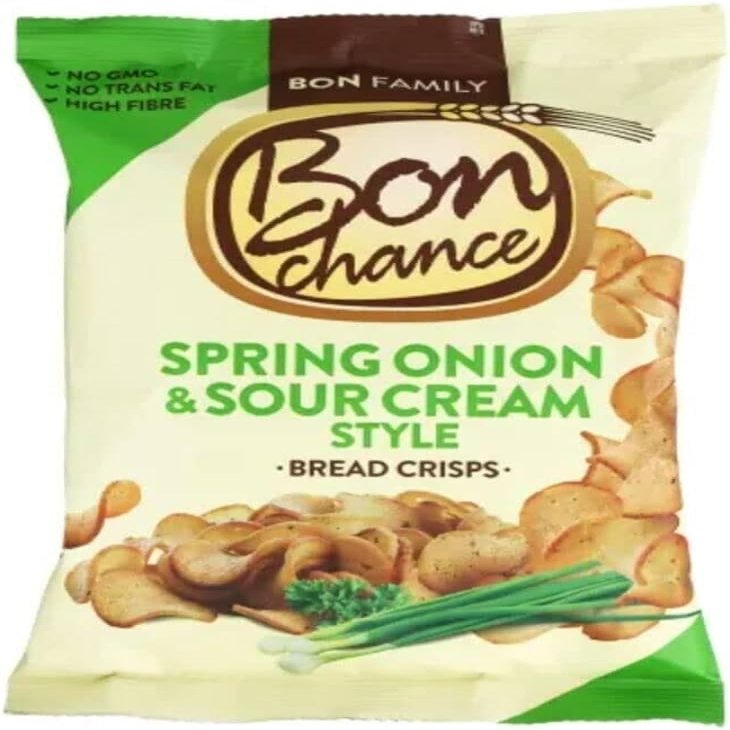 Bon Chance Spring Onion & Sour Cream Style Bread Crisps 110g (Pack of 12)