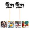 Abaodam 20pcs Graduation Cake Toppers Bachelor's Hat Paper Wood Picks Decorative Chic Safe Sanitary view 4