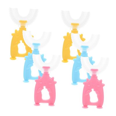 MAGICLULU 6pcs Boy Girl's U-Shaped Toothbrush Soft Silicone Brush Head Cleaning Tool for Boys and Girls Teeth Cleaning