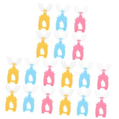 FOMIYES 18pcs Handheld U-Shaped Toothbrush for Boys and Girls Manual Tooth Cleaner for Boy Girl U-Shaped Teeth Cleaning Tool for Youngsters Random Color