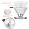 Pour Over Coffee Dripper, Paperless Pour Over Coffee filter, Stainless Steel Reusable Coffee Filters with Double Layer Mesh, Coffee Strainer Cup Stand & Cleaning Brush view 3
