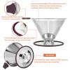 Pour Over Coffee Dripper, Paperless Pour Over Coffee filter, Stainless Steel Reusable Coffee Filters with Double Layer Mesh, Coffee Strainer Cup Stand & Cleaning Brush view 4