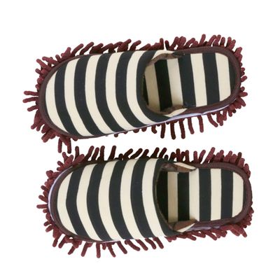 Didiseaon Chenille Floor Cleaning Slipper Cover Small Size Dark Coffee Lazy Mop Slippers Washable Dust Mop Shoe Covers for Home Floor Dusting