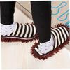 Didiseaon Chenille Floor Cleaning Slipper Cover Small Size Dark Coffee Lazy Mop Slippers Washable Dust Mop Shoe Covers for Home Floor Dusting view 3