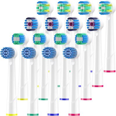 Cokfais Toothbrush Head Compatible with Braun Oral b Electric Toothbrushes, 16 Pack Brush Heads for Pro Smart ProfessionalCare Vitality Genius (16 White, 16 Count(Pack of 1))