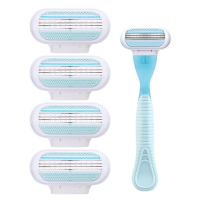 5 Pcs Women's Razor Blades Refills, Replacement Blades Compatible with Gillette Venus Smooth Razor, 3 Layer Blade for Smooth Shaving, Comfort Edge for Women Shaving, Washable Easy to Replace