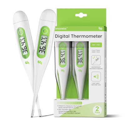 Digital Thermometer, Oral Thermometer Adults Kids Babies, Accurate Fast Switchable Body Temperature Thermometer, Green, 2 Packs