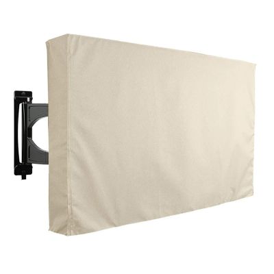 ZPFDSG Tv Cover 22 Inch to 75 Inch Outdoor TV Cover Screen Dustproof Waterproof Cover Sleeve Cover Oxford 600D Black Beige TV Box (Color : Beige, Size : 70X75inch)