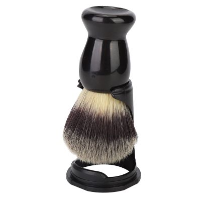 Beard Brush Holder Stand for Men, Professional Acrylic Shaving Brush Holder Support Beard Brush Shaving Tool Black (Beard Brush + Stand)