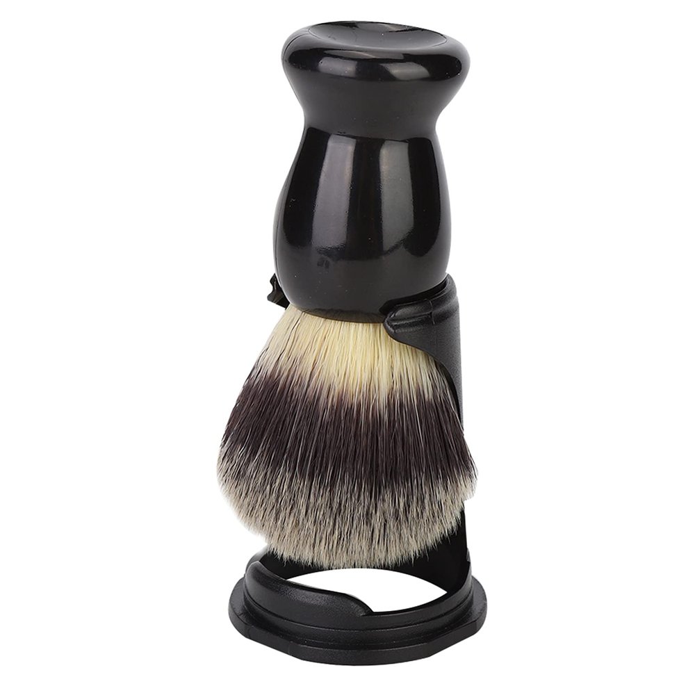 Beard Brush Holder Stand for Men, Professional Acrylic Shaving Brush Holder Support Beard Brush Shaving Tool Black (Beard Brush + Stand)