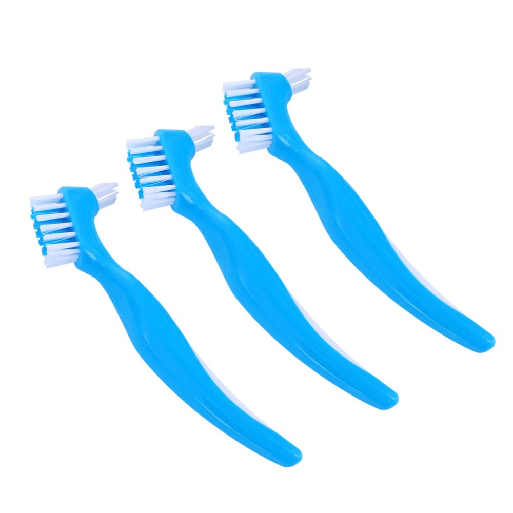 FOMIYES 3pcs Denture Brush Double Sided False Teeth Brush for Home Use Non-Slip Handle for Easy Cleaning