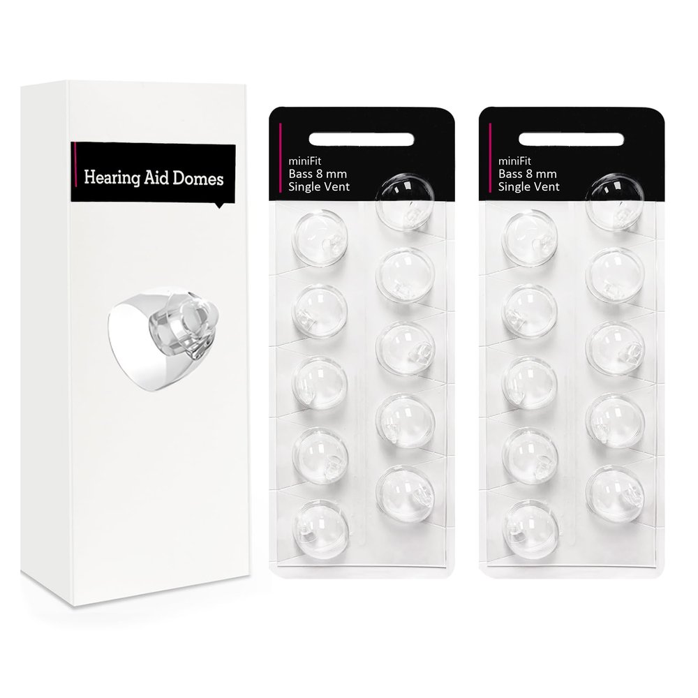 Single Vent 8mm-Hearing Aid Domes for Oticon Minifit, Oticon Hearing Aid Supplies, Replacements Parts Accessories Universal Oticon Domes for Hearing Aids Cleaning Kits (20 Pcs)
