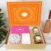 Ghasitaram Gifts Jaiccha Orange Hamper Box with Kaju Katli, Milk Cake, Choco Coated Almonds and Flavour Raisins |Diwali,Holi,Valentine,Birthday,Anniversary,Gift for Her,Him,Mothers Day,Fathers Day| view 1