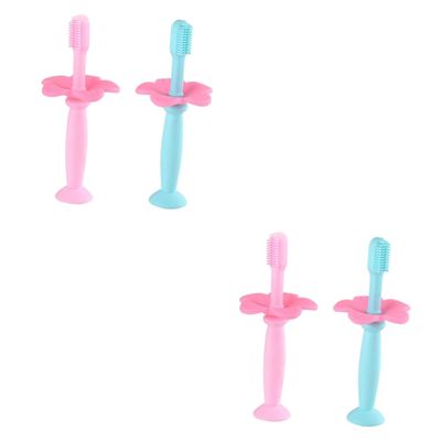 MAGICLULU 4pcs Silicone Toothbrush Manual Training Toothbrush Protective Baffle for Boy Girl Boys and Girls Soft Bristles for Oral Care and Brushing