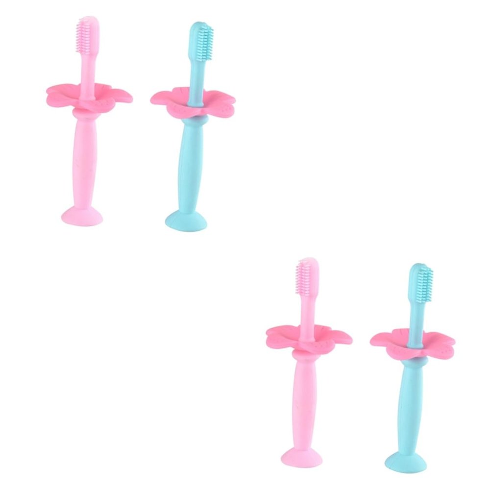 MAGICLULU 4pcs Silicone Toothbrush Manual Training Toothbrush Protective Baffle for Boy Girl Boys and Girls Soft Bristles for Oral Care and Brushing