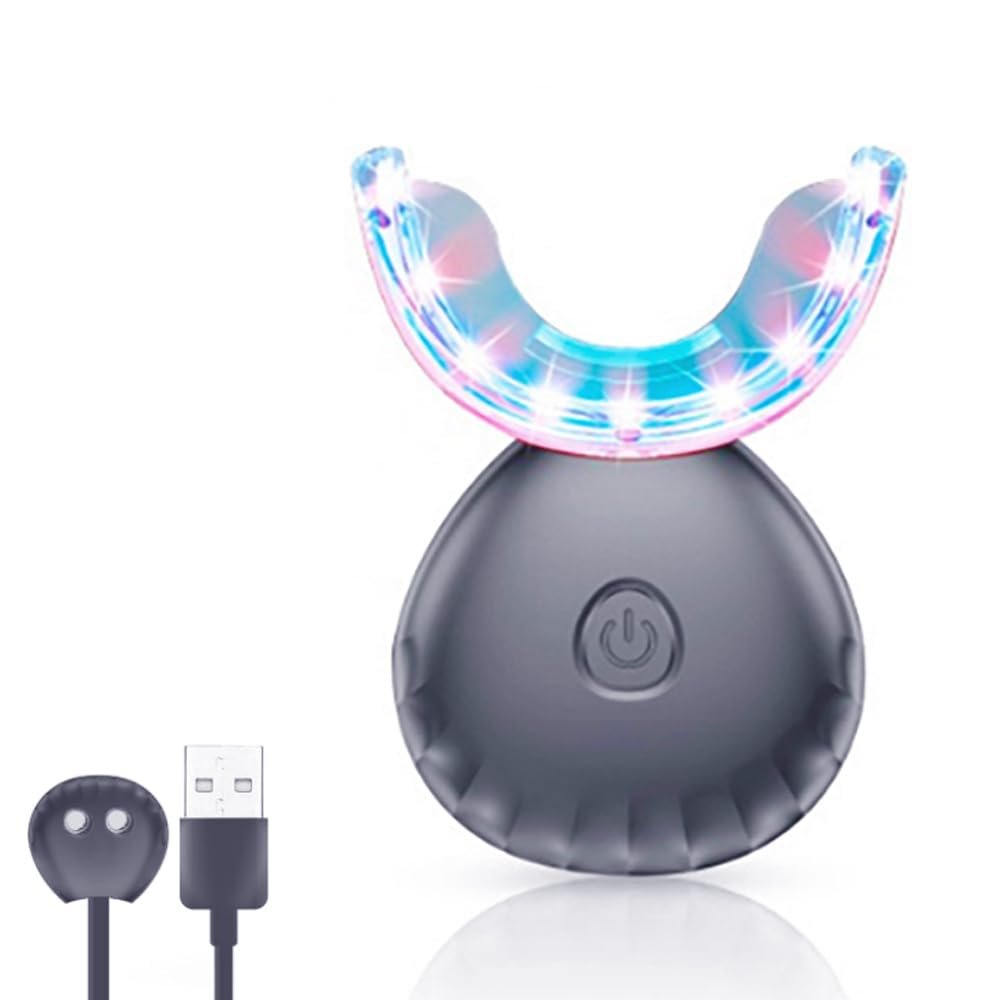 32 LED Teeth Whitening Accelerator with Cold and Red Lights Trays Device, Enhancer Built-in 16 Minute Timer (Black)