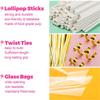 1200Pcs White Lollipop Sticks, 6IN Cake Pop Sticks with Clear Treat Bags & Gold Twist Ties for Candy Making Accessories view 3