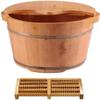 Foot Tub Wooden Foot Basin Electric Foot MassagersOld Oak Barrel Foot Bath Barrel, with Lid with Massager Wooden Foot Basin, Foot Bath Barrel Heating Steam, Thickened Insulation Pedicure Tub, Househol view 1