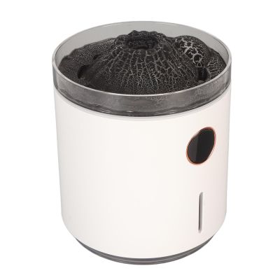 Flame Humidifier, Automatic Power Off Aromatherapy Mist Diffuser Simulated Flame Power Display Intelligent for Office (Black)