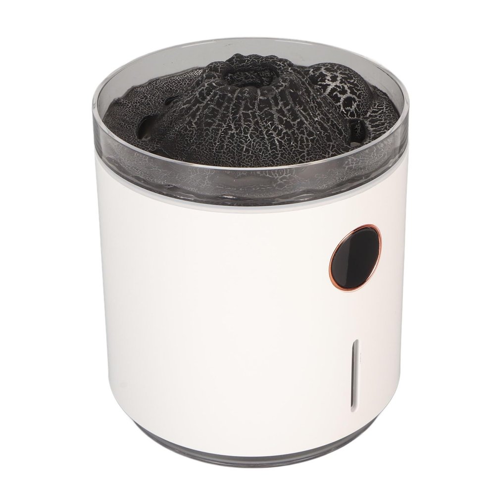 Flame Humidifier, Automatic Power Off Aromatherapy Mist Diffuser Simulated Flame Power Display Intelligent for Office (Black)