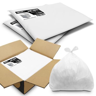 1000 Liners | 1 Case | RE-GEN 30L Essential Range Medium Kitchen, Bathroom Square Bin Liners White Refuse Sacks | Everyday, Office & Home Use | Quality Rubbish Garbage Bags 381/609 x 609mm